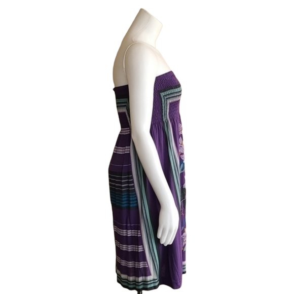 DEPT NORDSTROM Smocked Strapless Scarf Dress XS S Boho Euro Netherlands - Picture 4 of 16